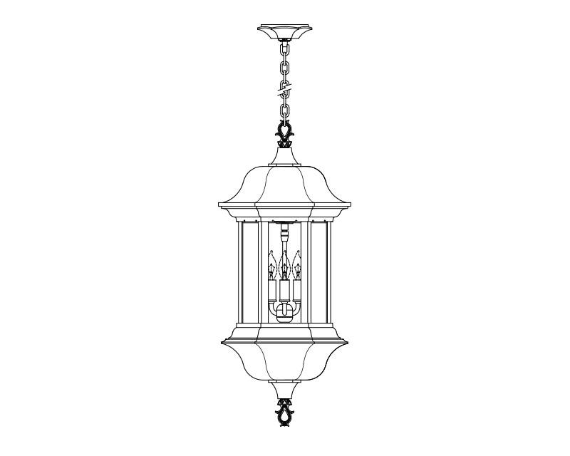Manor Signature, Medium, aluminum, Ceiling Mount, chain, Clear acrylic, (3) 25W B10, 120V